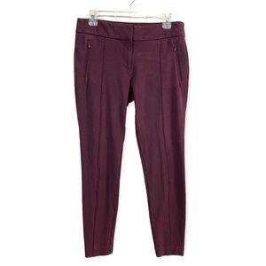 LOFT Burgundy Zip Pocket Pintucked Ponte Leggings Size 8